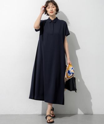 新品タグ付き☆23区 ドライストレッチツイル 前開きワンピース ブラック　半袖 ドライ2WAYツイル ワンピース（OPWOLM0519） | 23区