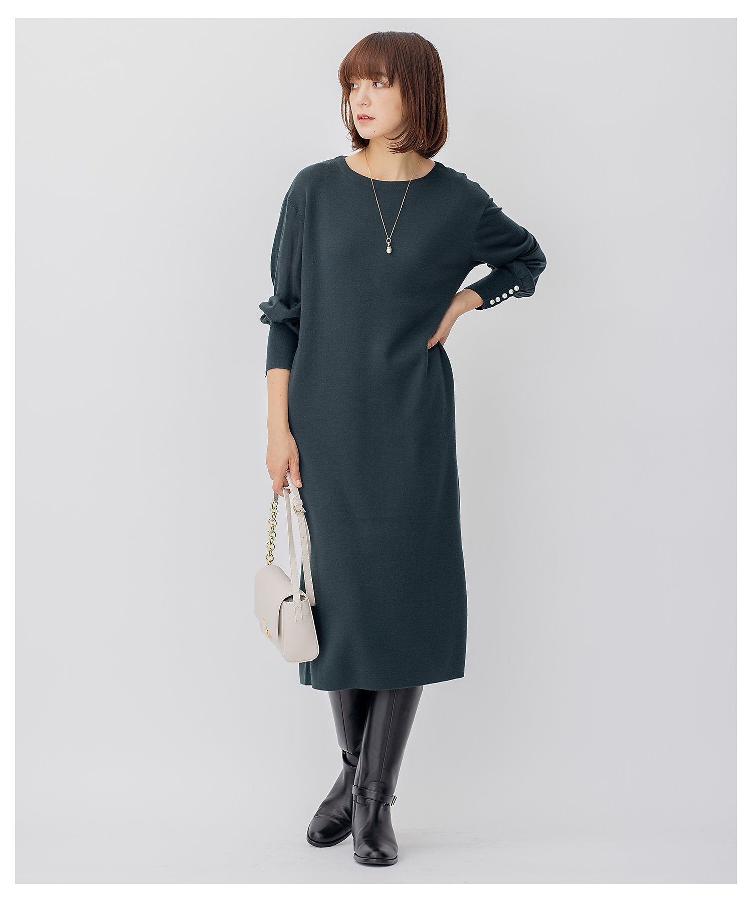 CLASSY.1月号掲載】ウールブレンド パール ニット CLASSY.1月号掲載】ウールブレンド パール ニット