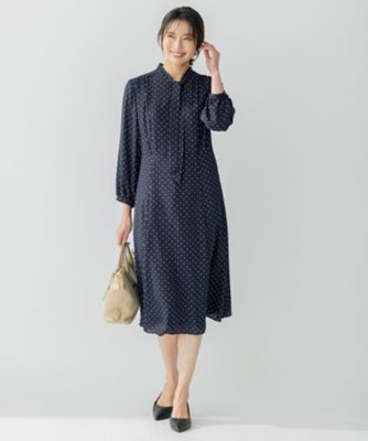 洗える】トライアングルプリント ボウタイ ワンピース
