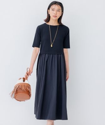 ＜23区 (Women)＞【洗える】マットナイロンタフタ　ニットドッキング　ワンピース（ＯＰＷＯＳＭ０６０７）