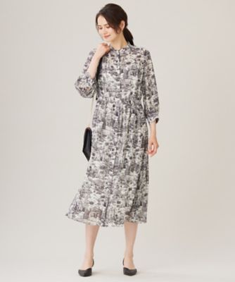 ＜自由区 L (Women/大きいサイズ)＞【洗える】ランドスケーププリント　ワンピース（ＯＰＷＲＣＡ０２０２）