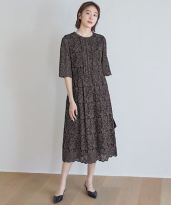 ＜自由区 L (Women/大きいサイズ)＞【洗える】フルールコードレース　ワンピース（ＯＰＷＲＣＭ０４０６）