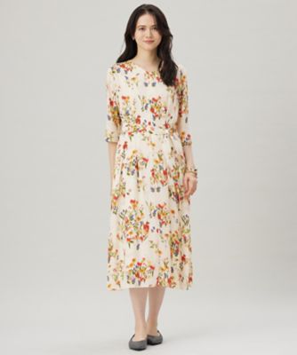 洗える】フラワーガーデンプリント ワンピース（OPWRGM0306