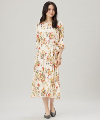 洗える】フラワーガーデンプリント ワンピース（OPWRGM0306