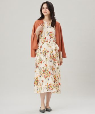 洗える】フラワーガーデンプリント ワンピース（OPWRGM0306