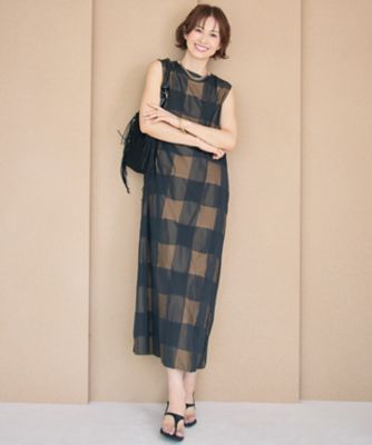 ＜自由区 L (Women/大きいサイズ)＞【再入荷・昨年ご好評】ブロンズチェックジャカード　ワンピース（ＯＰＷＲＧＭ０５１４）