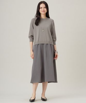 ＜自由区 L (Women/大きいサイズ)＞【洗える】タフタコンビ　ワンピース（ＯＰＷＲＧＭ０５５８）