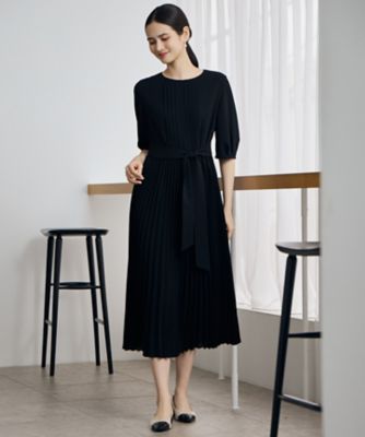 フォクシー長袖 ベロアに真ん中プリーツワンピース 17号サイズまで展開・セレモニー・オケージョン】シフォンプリーツ