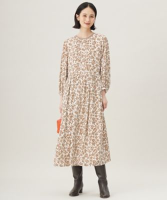 洗える】スノーフラワープリント ワンピース（OPWRGS0004