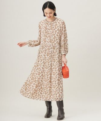 洗える】スノーフラワープリント ワンピース（OPWRGS0004