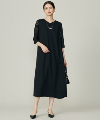 ＜自由区 L (Women/大きいサイズ)＞【１７号サイズまで展開】フラワーレースダブルクロス　ワンピース（ＯＰＷＲＧＷ０３２３）