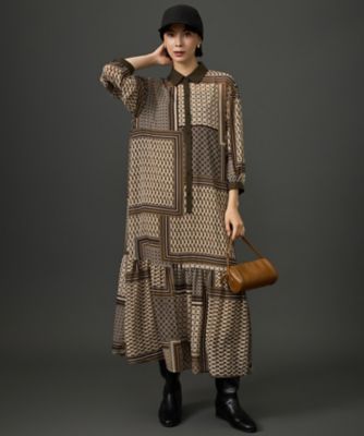 カタログ掲載・一枚で着映える】スカーフパッチプリントティアード