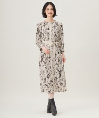 WEB＆一部店舗限定】ハーバルフロープリント8分袖 ワンピース