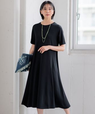 洗える】レーヨンポリエステルストレッチ フレア ワンピース
