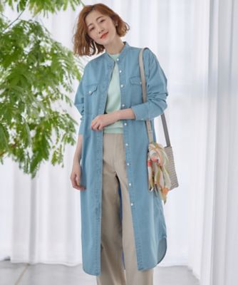 ＜23区 S (Women/小さいサイズ)＞【Ｏｇｇｉ４月号掲載／洗える】２３区ＤＥＮＩＭ　ライトダンガリー　シャツワンピース（ＯＰＷＳＣＳ０２１５）