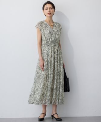 極美品♡ルネ♡フラワープリント　ワンピース 洗える】アンティークフラワープリント ワンピース