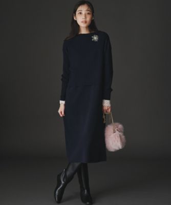 洗える】レイヤードニットツイン ワンピース（OPWSGW0564