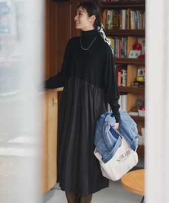 ＜23区 S (Women/小さいサイズ)＞【洗える】ギャザーコンビ　ニットワンピース（ＯＰＷＳＧＷ０６５８）