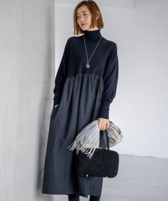 コムデギャルソン　ニットワンピース 洗える】ギャザーコンビ ニットワンピース（OPWSGW0658