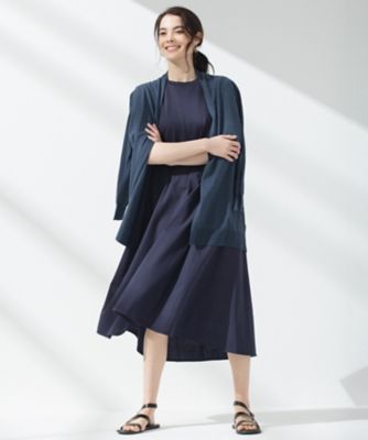 美品　23区　洗える　サイズ44 フレアワンピース　リボンベルト　バイヤス ペルーコットン フレアワンピース（検索番号K32
