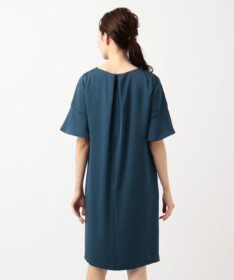 美品♡23区 フレアスリーブワンピース 大きいサイズ44 ネイビー