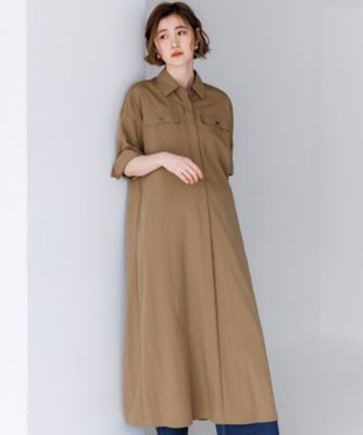 美品♪クロスアンドクロス コットン タイプライター シャツワンピース レーヨンタイプライター シャツ ワンピース（OPWSLA0211
