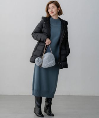 ボイルドウールコンビ ハイネック ニット ワンピース