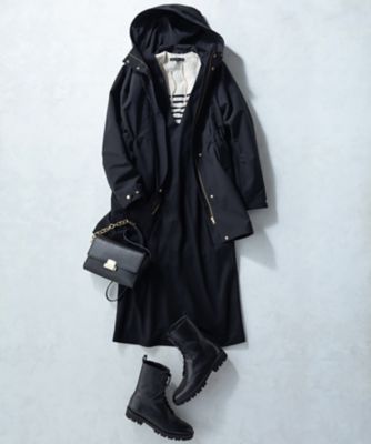 23区　ウール圧縮スムースVネックワンピース　M ダークネイビー　マキシ丈 WEB限定カラーあり】ウール圧縮スムース Vネック ワンピース