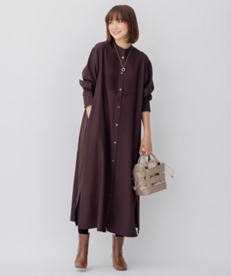23区 ウールストレッチツイル ピンタック ワンピース CLASSY. コラボ CLASSY．コラボ／洗える】ウールストレッチツイル ピンタック