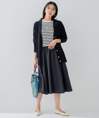 洗える】ハイカウントライトタフタ ドッキング ワンピース