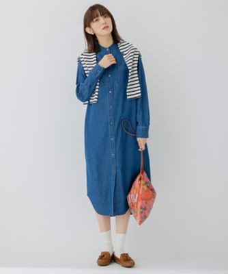 洗える】23区DENIM ライトダンガリー シャツ ワンピース