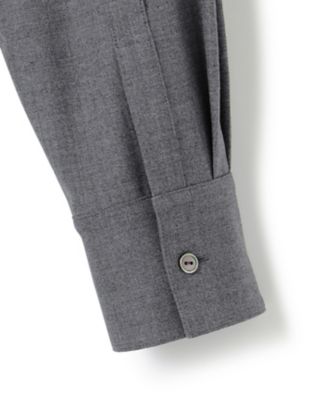洗える】ウールストレッチツイル シャツワンピース