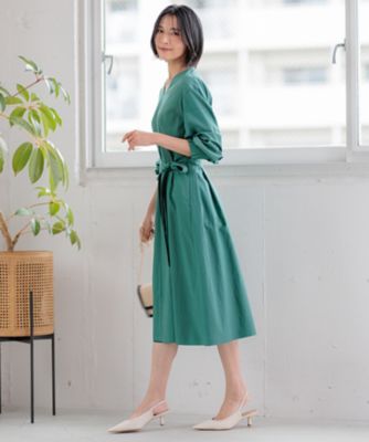 洗える】ヴィンテージライトタフタ タック ワンピース