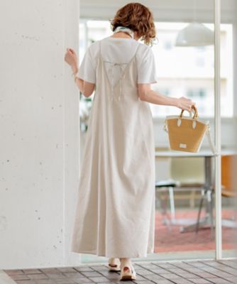 【洗える】リネンレーヨンストレッチ　キャミソール　ワンピース（ＯＰＷＷＣＭ０５１３）
