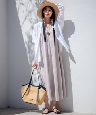 KLOKE ノースリーブワンピース　ホワイト CINOH(チノ)】ワンポケットスリーブレス・ノースリーブドレス