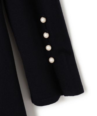 洗える】パールディテール フレア ニットワンピース