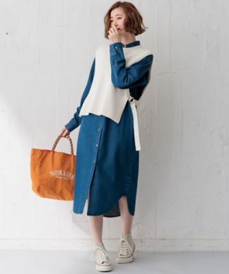 【Ｏｇｇｉ４月号掲載／洗える】２３区ＤＥＮＩＭ　ライトダンガリー　シャツワンピース（ＯＰＷＷＣＳ０２１５）