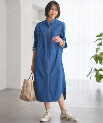 【Ｏｇｇｉ４月号掲載／洗える】２３区ＤＥＮＩＭ　ライトダンガリー　シャツワンピース（ＯＰＷＷＣＳ０２１５）