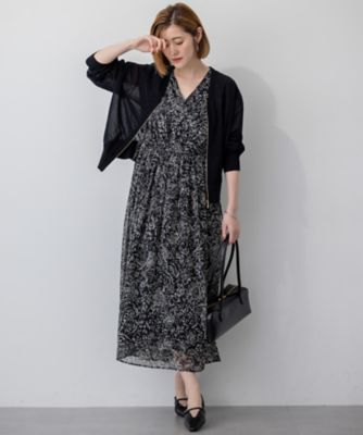 【極美品】25SS✨️稀少＊大人気完売 アンティークフラワープリント ワンピース 洗える】アンティークフラワープリント ワンピース