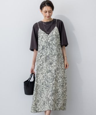 23区 L (Women/大きいサイズ)/ニジュウサンク エル 【洗える】アンティークフラワープリント キャミソールワンピース(OPWWGA0102)