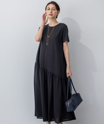 23区 L (Women/大きいサイズ)/ニジュウサンク エル 【接触冷感/洗える】ツイストコットンプレーティング ティアードワンピース(OPWWGA0130)