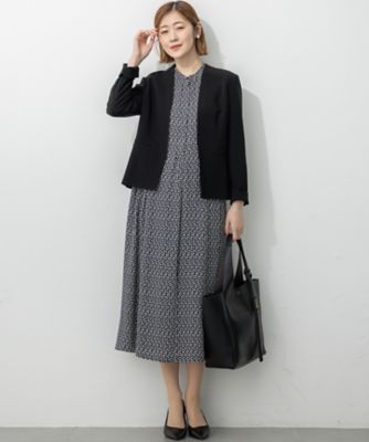 洗える】モダンジオメトリックプリント ワンピース