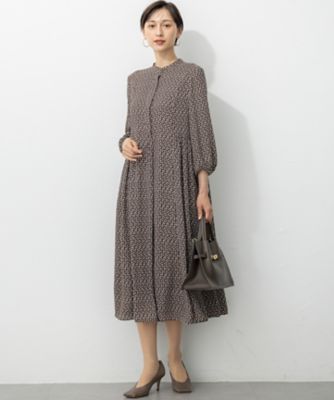 新品／23区 ニジュウサンク　シャドージオメトリックプリントワンピース　総柄 洗える】モダンジオメトリックプリント ワンピース