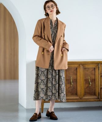 【23区】Rattiペイズリープリント ティアード ワンピース　ベージュ系 40 洗える】Ratti ヴィンテージペイズリープリント ワンピース