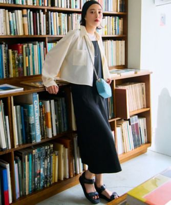 洗える】リネンレーヨンストレッチ Iライン キャミソール ワンピース