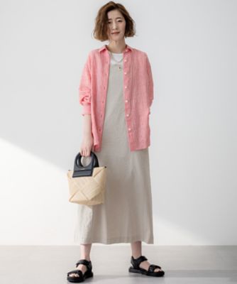 洗える】リネンレーヨンストレッチ Iライン キャミソール ワンピース