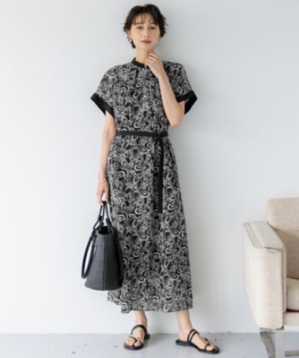 一部店舗限定／速乾性／洗える】モノトーンプリント ワンピース