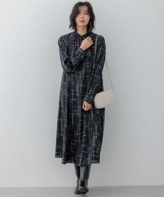 【洗える】モノクロトーンプリント　ワンピース（ＯＰＷＷＧＳ００１４）