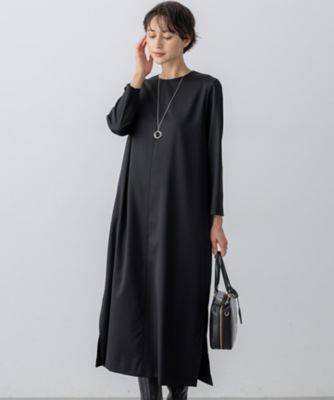 【送料無料】23区 L (Women/大きいサイズ)/ニジュウサンク エル メリノウールサテン ワンピース(OPWWGW0515) 005_クロ ワンピース・ドレス【三越伊勢丹/公式】