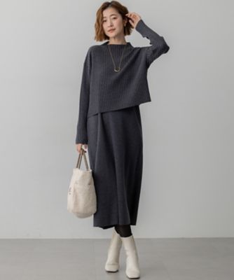 洗える】レイヤードニットツイン ワンピース（OPWWGW0564